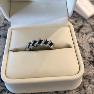 Blue sapphire and diamond ring
